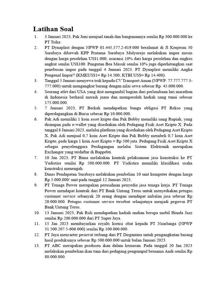 Latihan Soal Potput Pdf Bisnis Sains Matematika