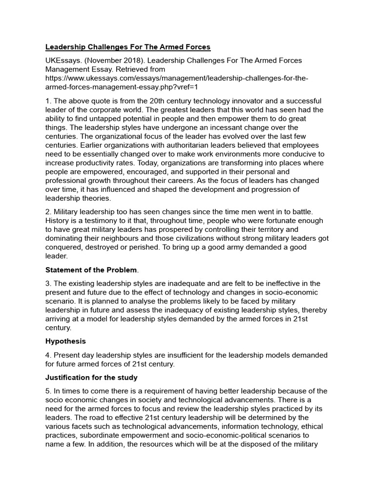 Future Military Leadership Challenges | PDF | Leadership | Social ...