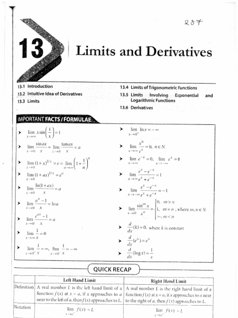 Limits and Derivatives | PDF
