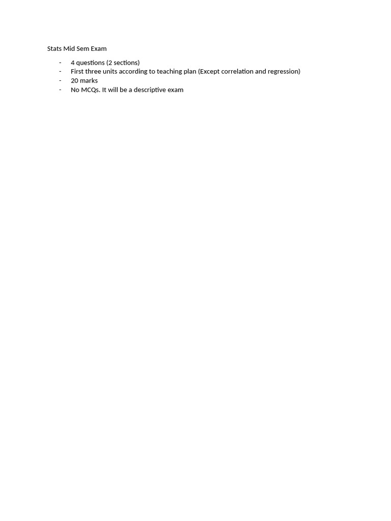 Stats Mid Sem Exam | PDF