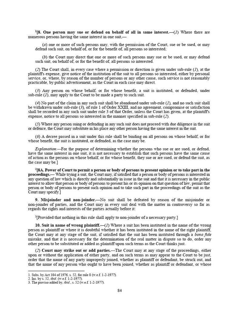 Order 1 rule 10 cpc pdf lawsuit cause of action