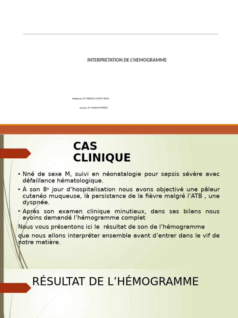 Interprétation de l'Hémogramme Complet | PDF | Sang | Hématopoïèse