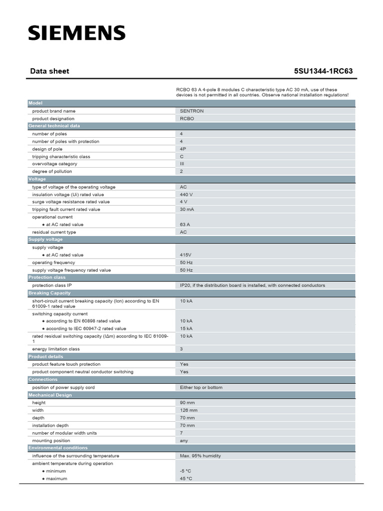 5SU13441RC63 Datasheet en | PDF | Alternating Current | Electrical ...