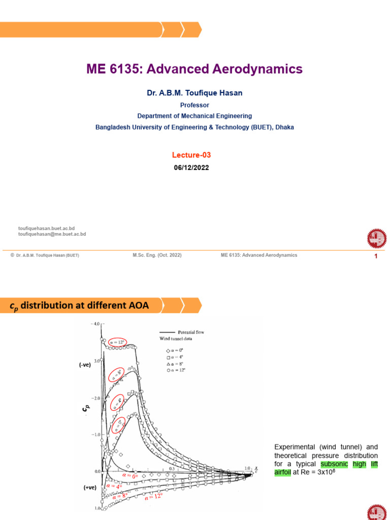 ME 6135 - (Oct 2022) - Lec-3 | PDF | Drag (Physics) | Airfoil
