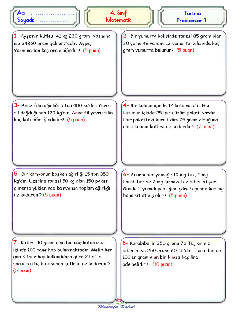 4 Matematik Tartma Problemler 1 2 | PDF