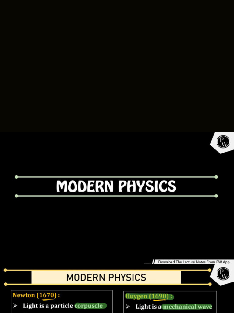 Modern Physics Lec 01 Classnotes Manish Raj Sir Neet Crash Course | PDF