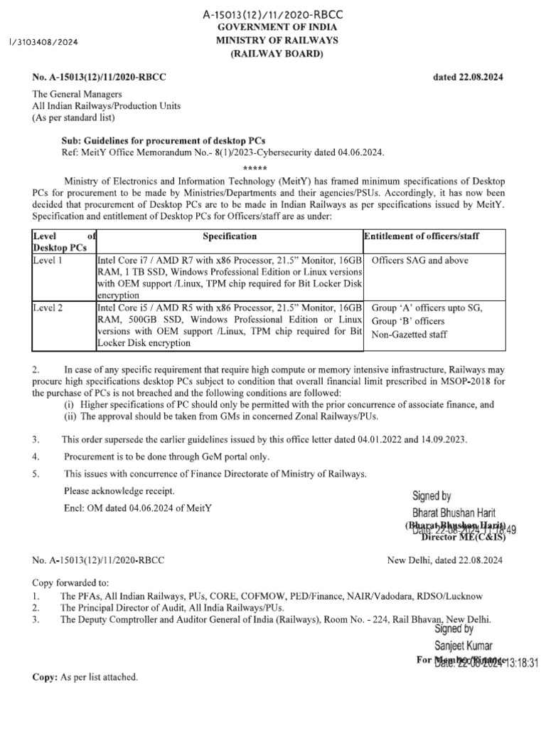 MeitY Procurement Guidelines for Computers | PDF | Operating System ...