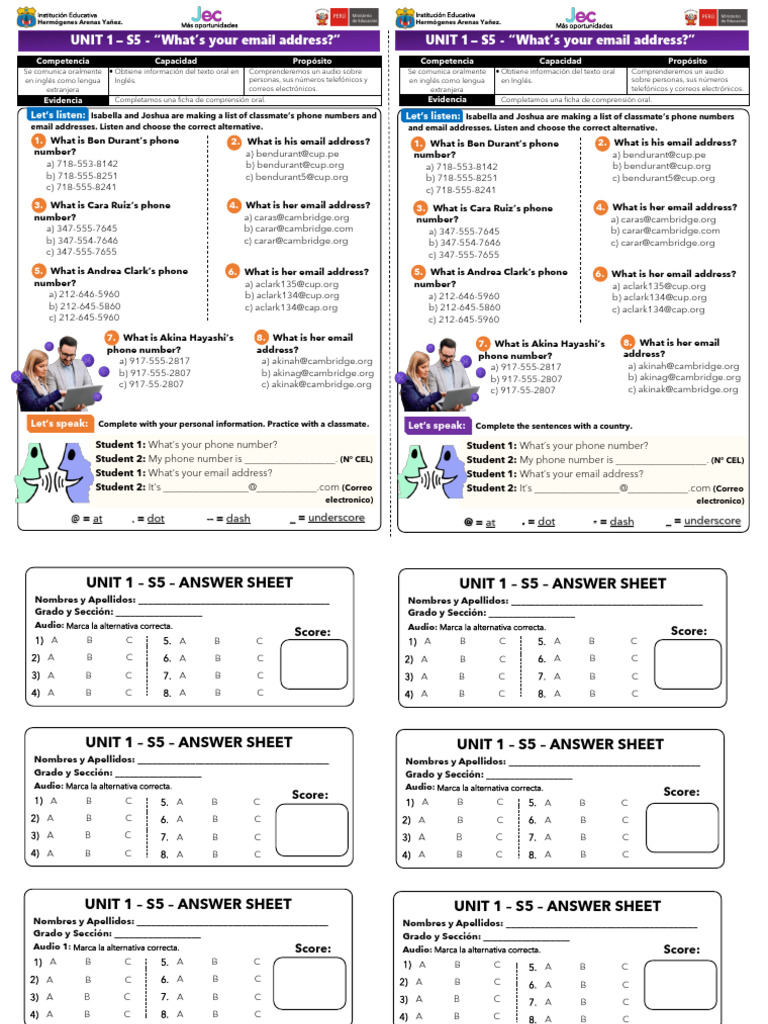 Unit 1 - Listening 5 - Ciclo Vi - 2023 | PDF