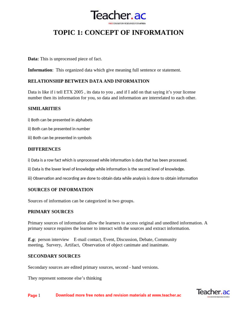 Computer Notes Form 1 Teacher - Ac TZ | PDF | Computer Data Storage ...