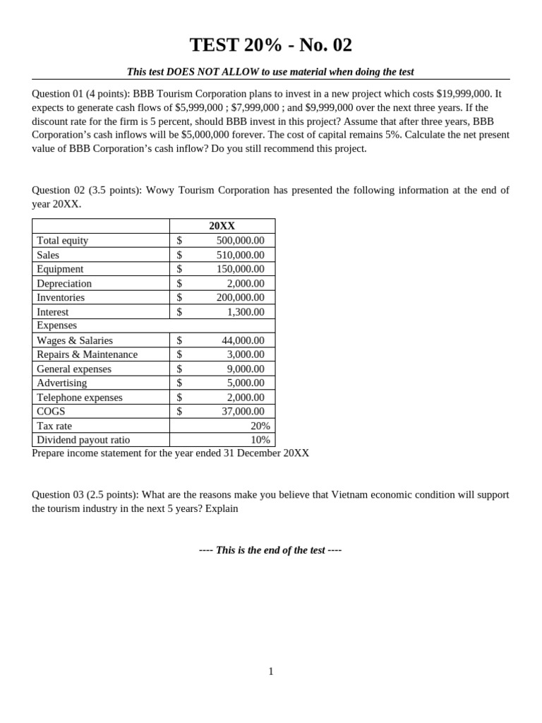 20220926-Test 20 - No.02 - Test | PDF | Business | Finance & Money ...