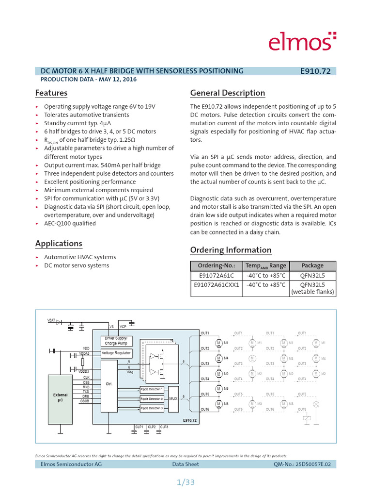 6-Channel DC Motor Driver Data Sheet | PDF | Rectifier | Capacitor