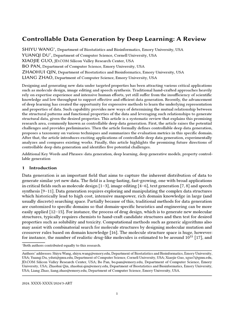Controllable Data Generation by Deep Learning: A Review | PDF | Deep ...