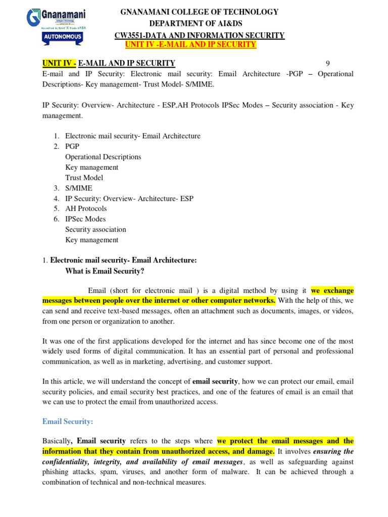 email security policy in cyber security