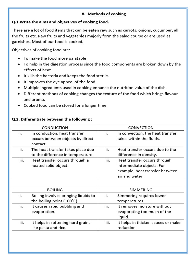 8. Methods of Cooking | PDF | Cooking | Heat Transfer