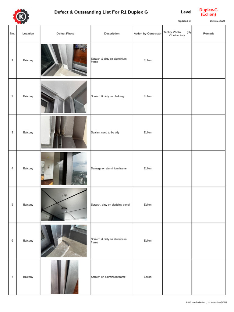 R1 Duplex G Defect Inspection Report | PDF