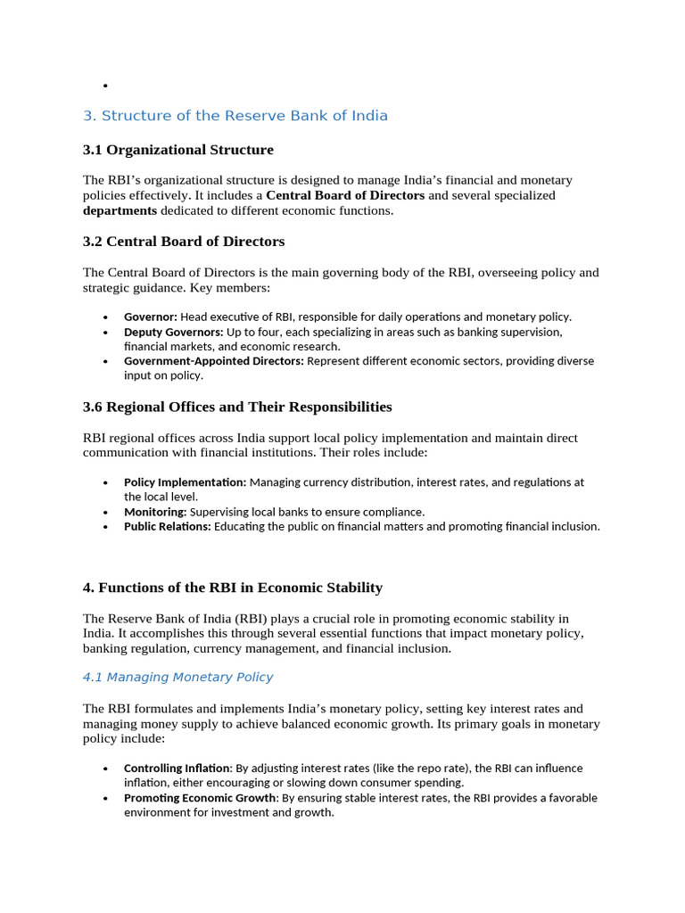 RBI's Role in Economic Stability and Credit Control | PDF | Reserve ...