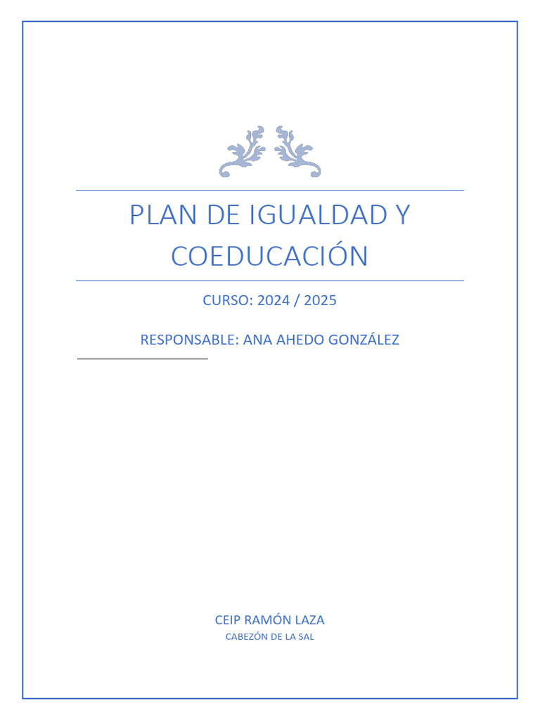 Plan de Igualdad y Coeducación 2024-2025 | PDF | Igualdad de género ...