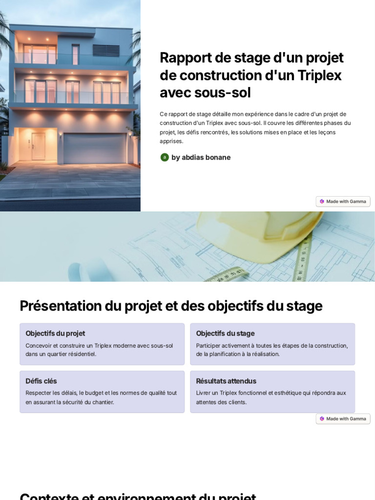 Rapport de stage : Construction d'un Triplex | PDF | Planification ...