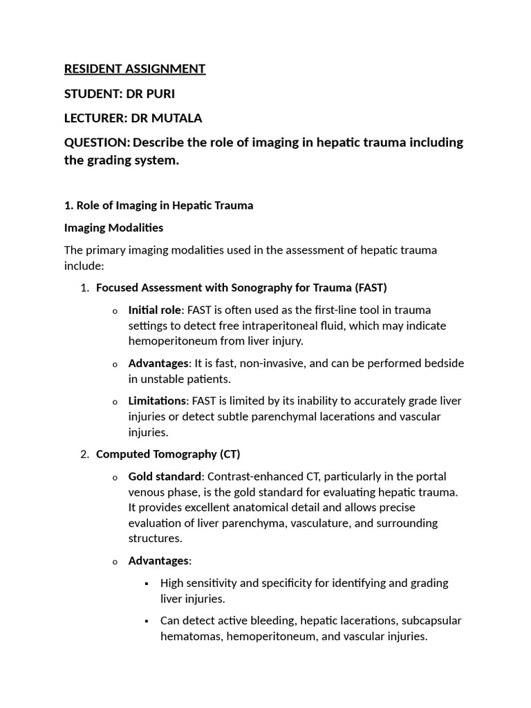 Imaging Role in Hepatic Trauma Grading | PDF | Liver | Medical Imaging