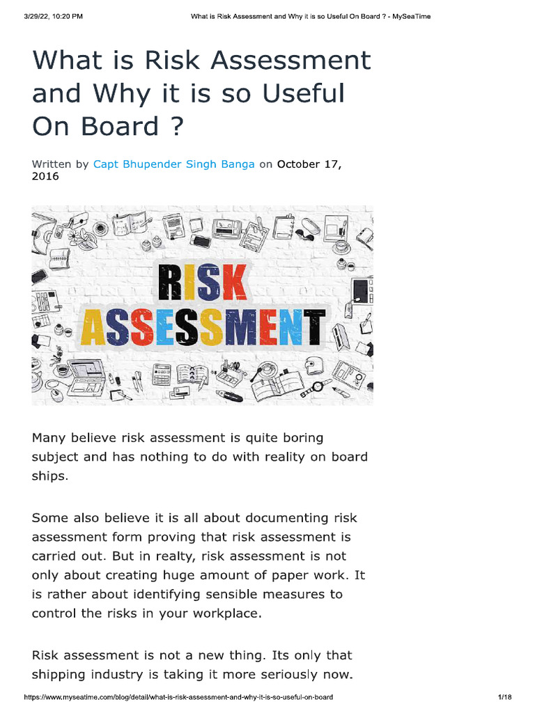 Risk Assessment On Board | PDF