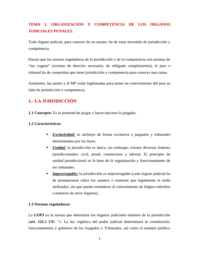 Jurisdicción y Competencia Judicial Penal | PDF | Judicaturas ...