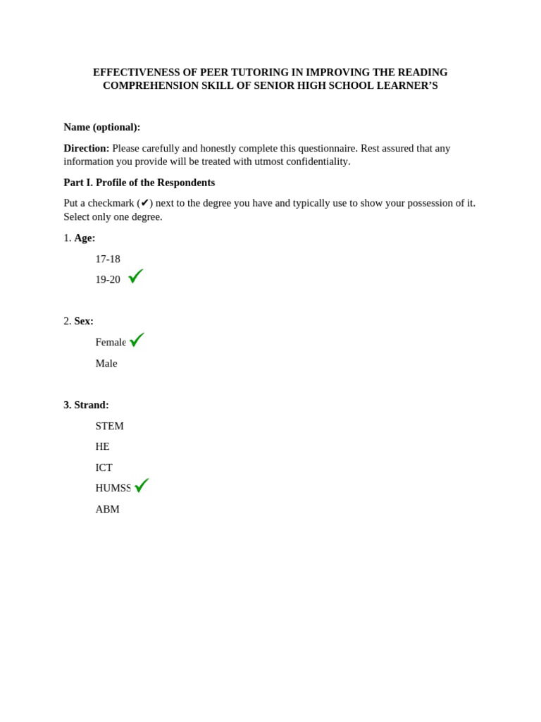 Effectiveness of peer tutoring in improving the reading comprehension