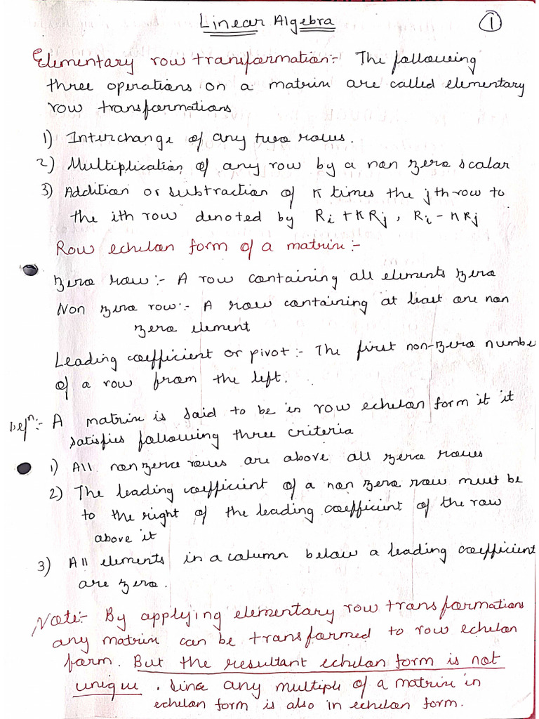 Linear Algebra Notes | PDF