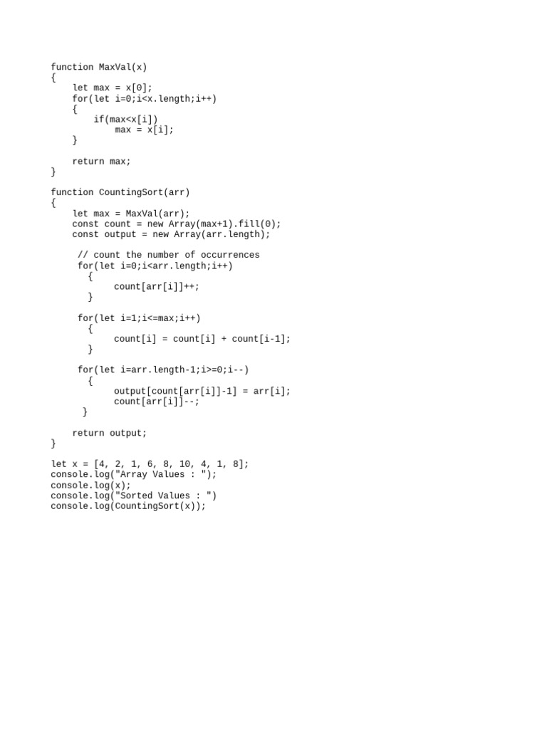 Count Sort | PDF | Teaching Methods & Materials