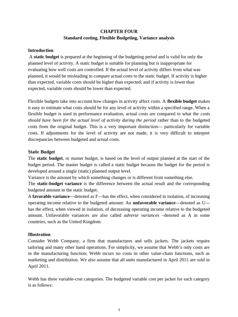 Standard Costing vs. Flexible Budgeting | PDF | Labour Economics | Variance