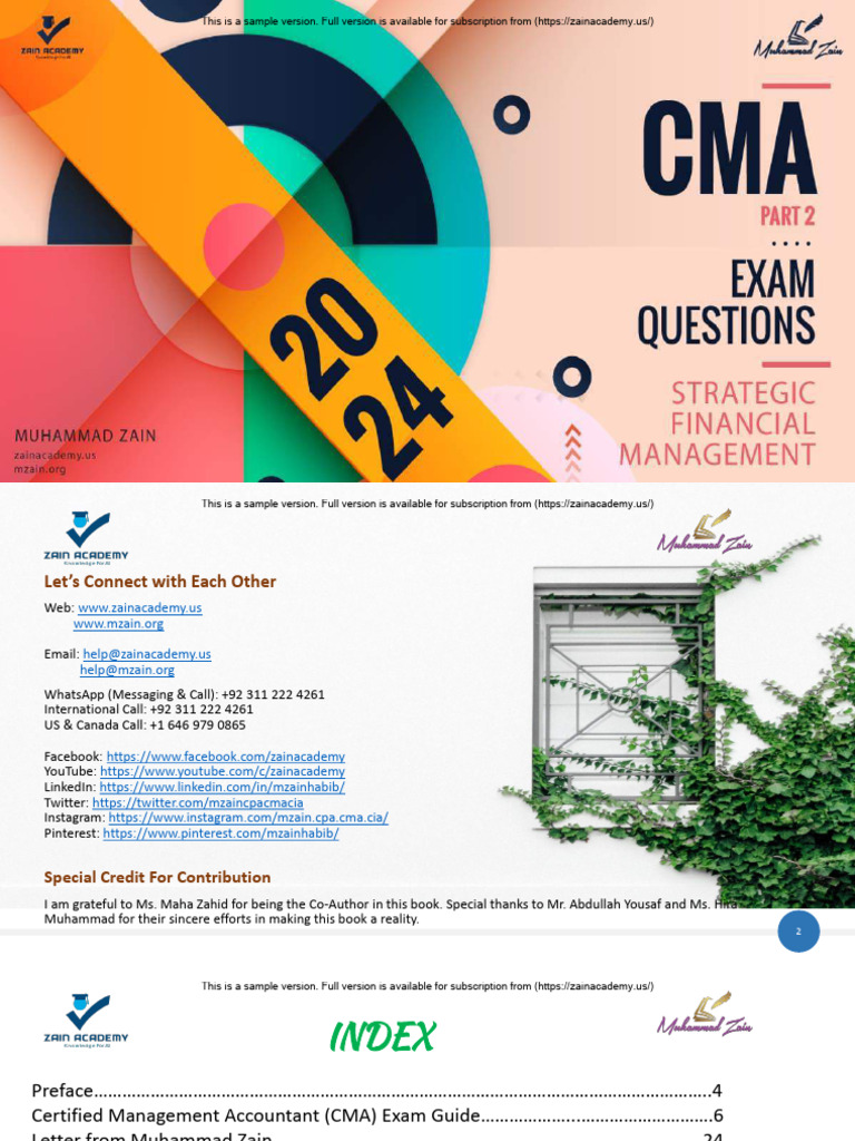 Sample of CMA Part 2 Exam Questions 2024 | PDF | Equity (Finance ...