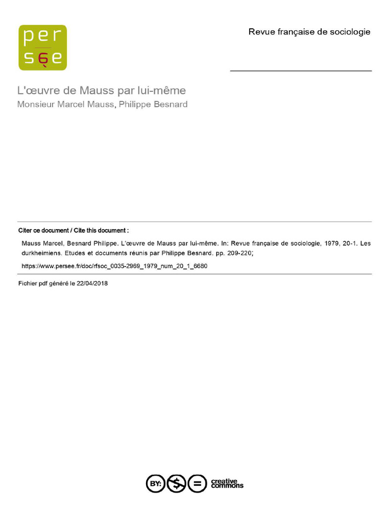 Mauss 1979 | PDF