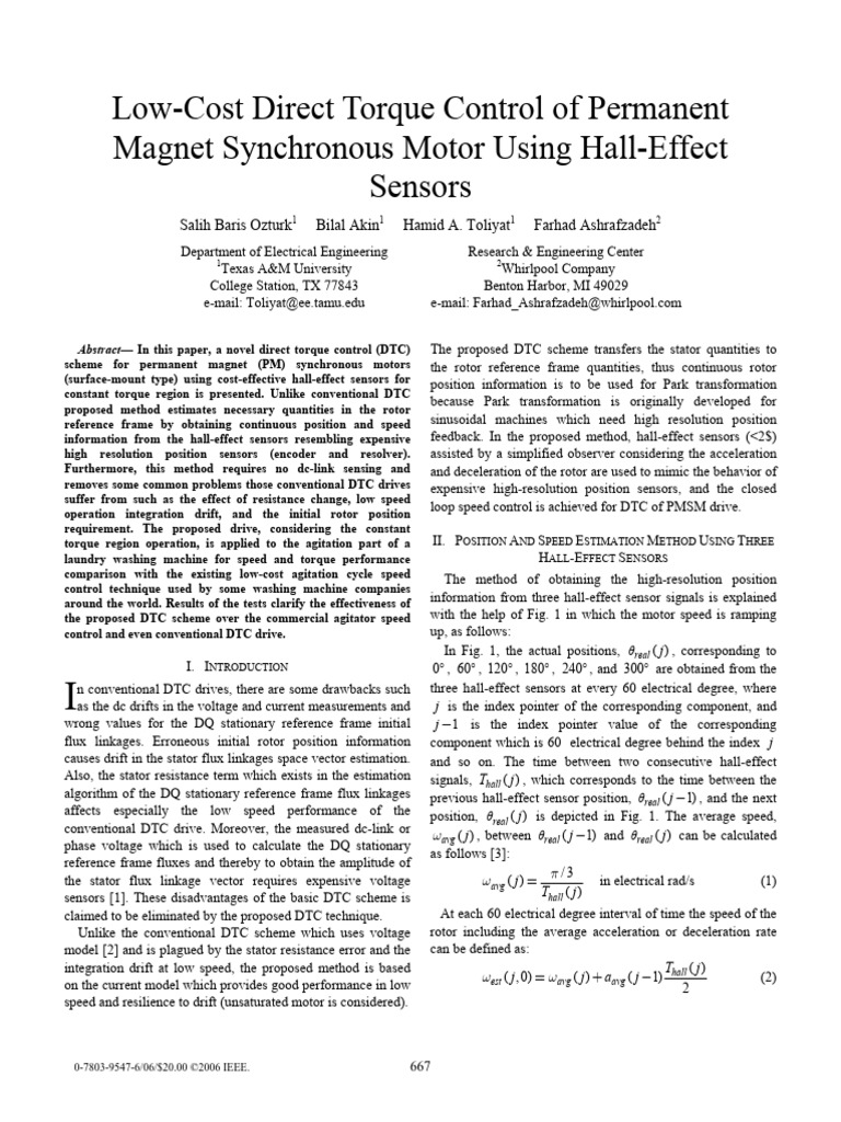 Low-Cost Direct Torque Control of Permanent Magnet Synchronous Motor ...