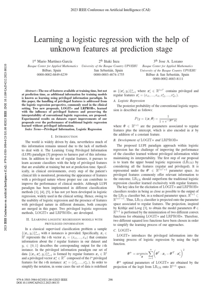 Privileged Logistic Regression Methods | PDF | Logistic Regression ...