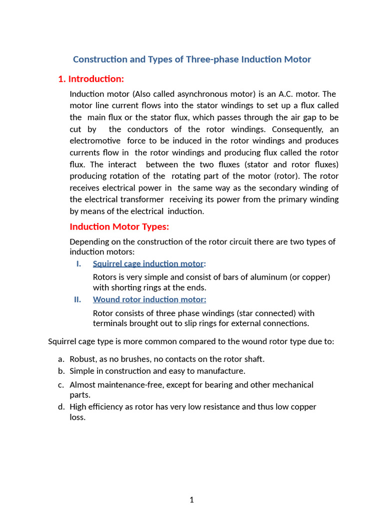 Three-Phase Induction Motor Types & Construction | PDF | Electric Motor ...