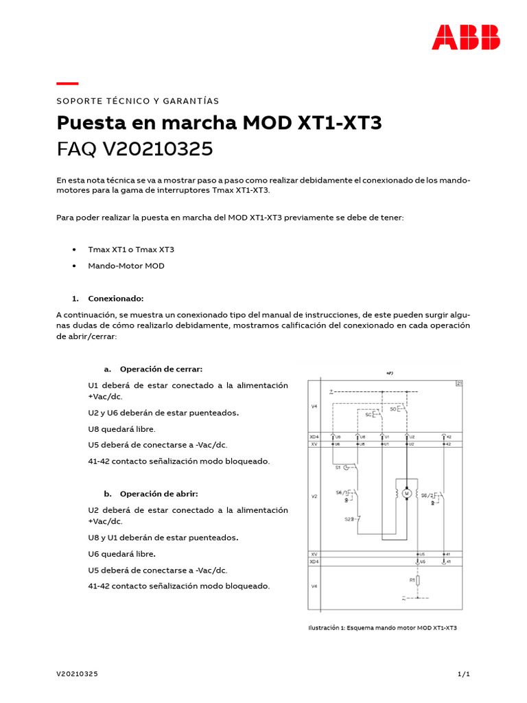 Conexión Mando-Motor MOD XT1-XT3 | PDF