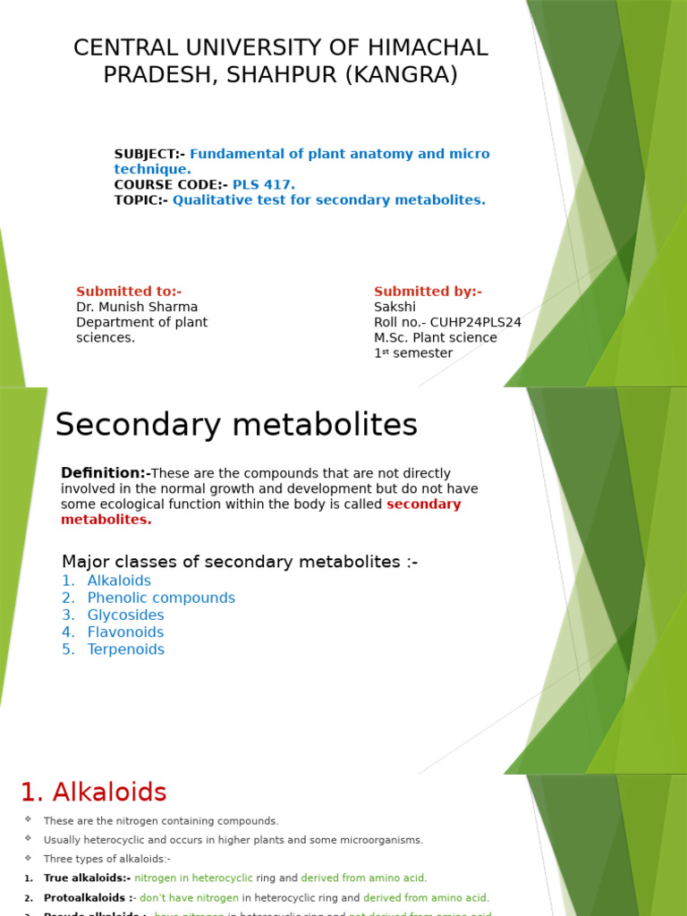 Qualitative Tests for Plant Secondary Metabolites | PDF | Flavonoid ...