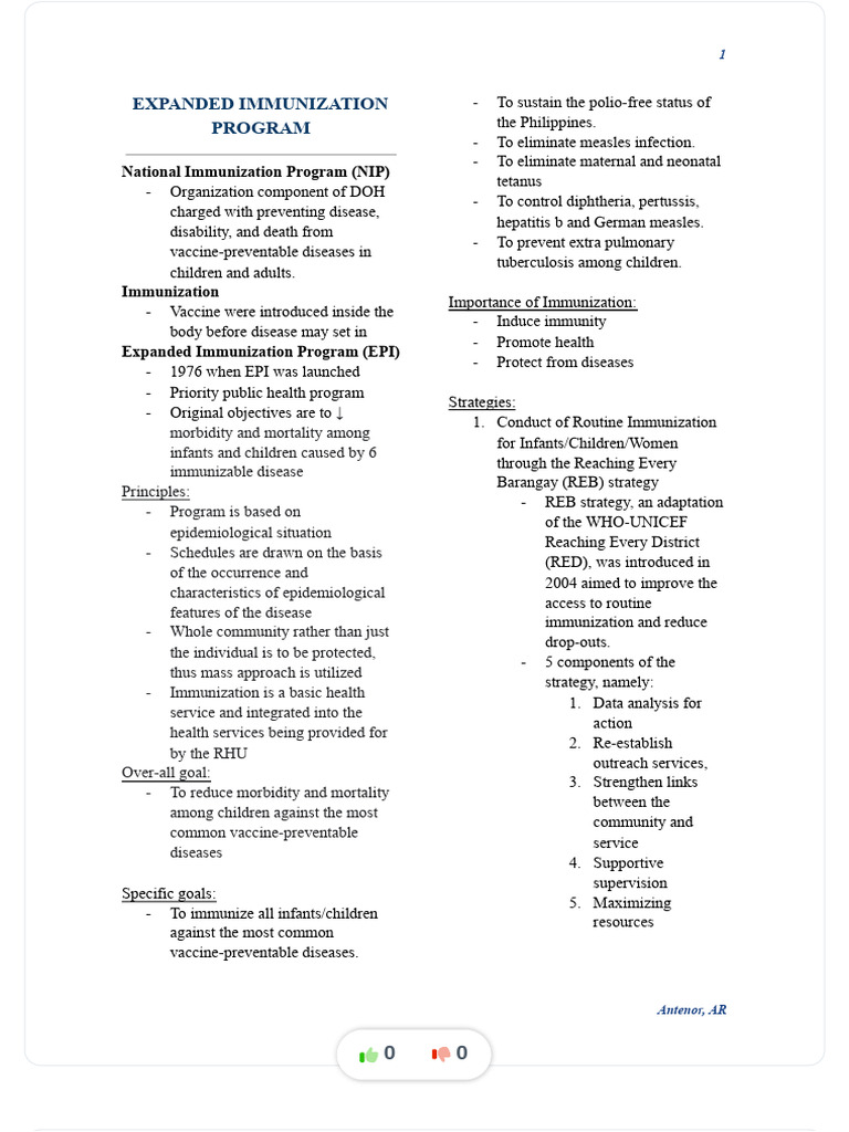 Expanded Immunization Program Overview | PDF | Vaccines | Pediatrics