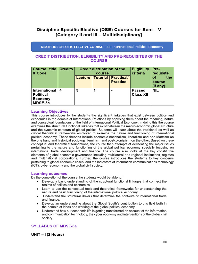 International Political Economy DSE Course | PDF | Political Economy ...