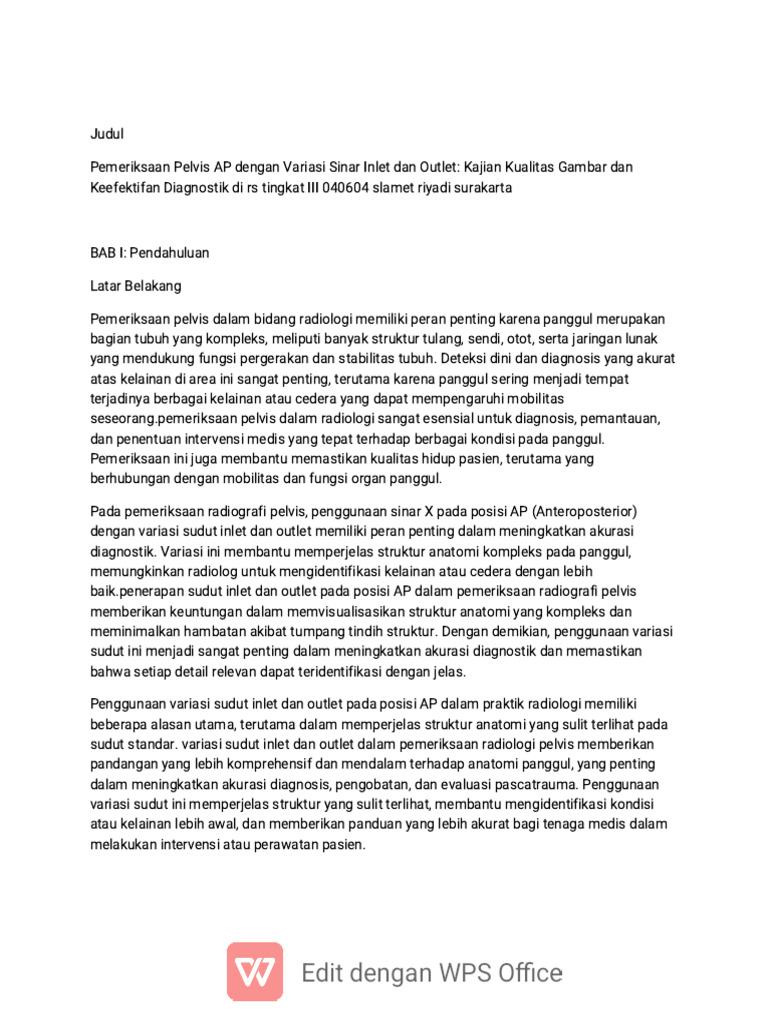 Variasi Sinar Pelvis Ap Inlet & Outlet | PDF