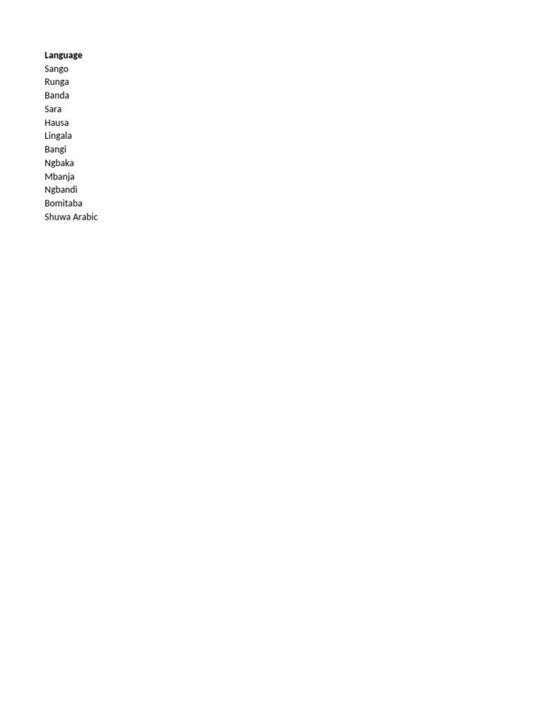 Languages of the Central African Republic | PDF | Dictionary | Phonetics