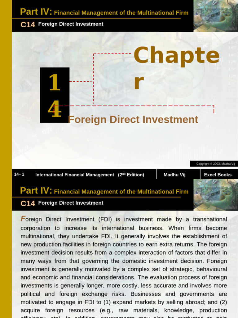 Ch 14 FDI | PDF | Foreign Direct Investment | Internationalization