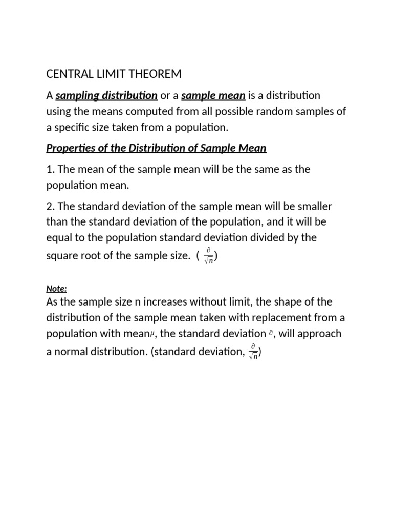 4central Limit Theorem | PDF | Standard Deviation | Variance