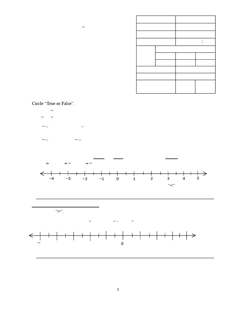 20-21 CH 2 Directed Numbers Assessment 1AB | PDF