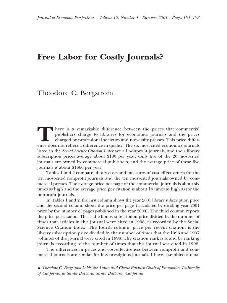 Free Labor For Costly Journals | PDF | Academic Journal | Economic ...