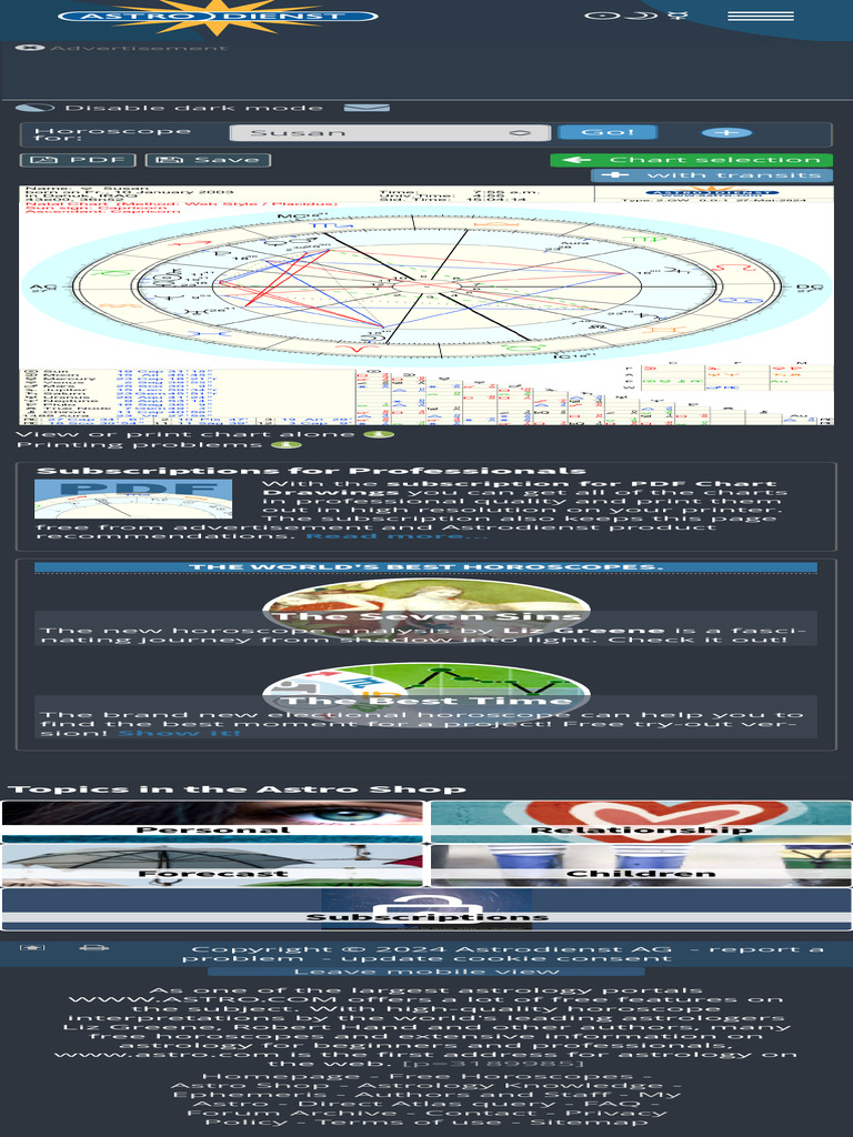 Free Astrology Chart Astrodienst PDF