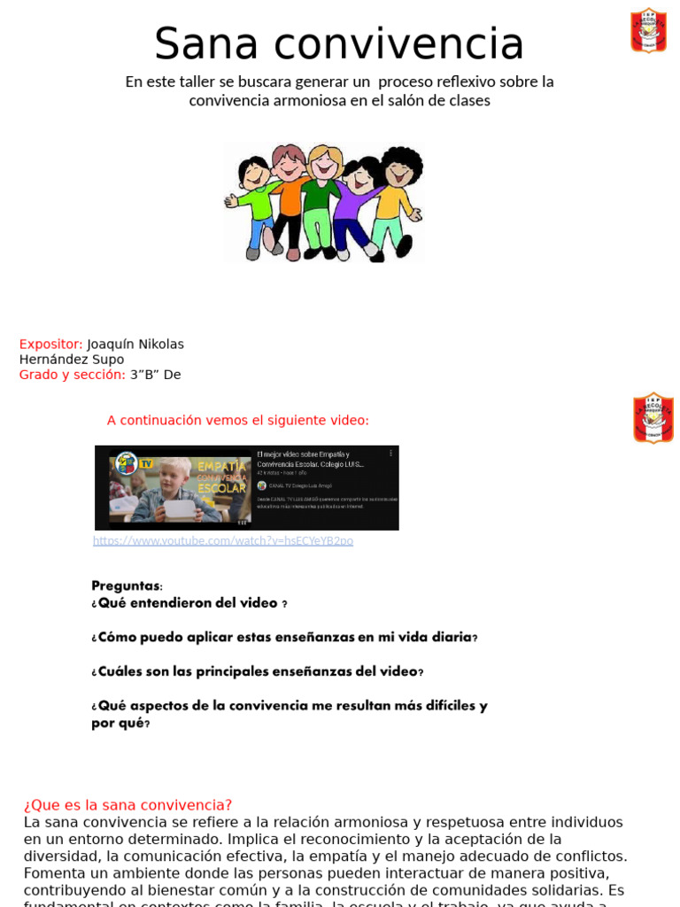 Tipos de Sana Convivencia en Clases | PDF