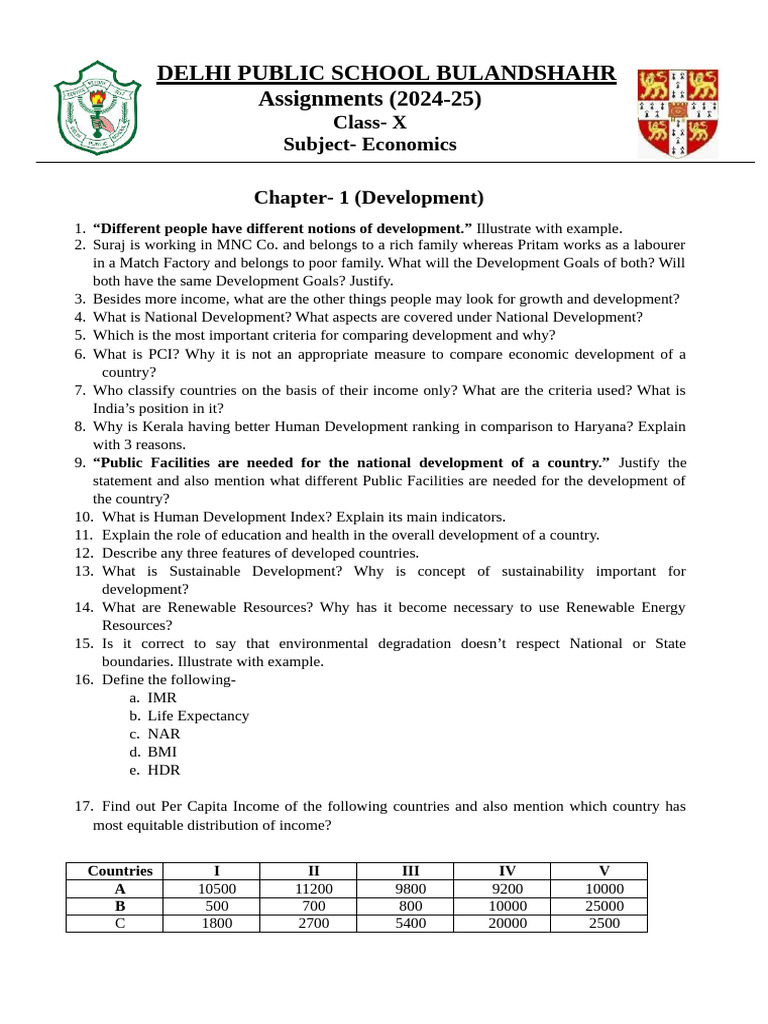 Assignment Economics Development Pdf Economics Sustainability