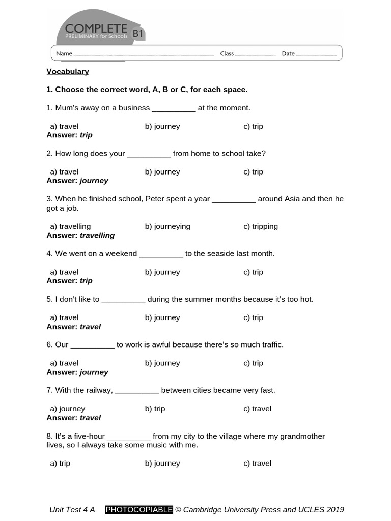 Complete Test With Answers A | PDF | Language Arts & Discipline ...