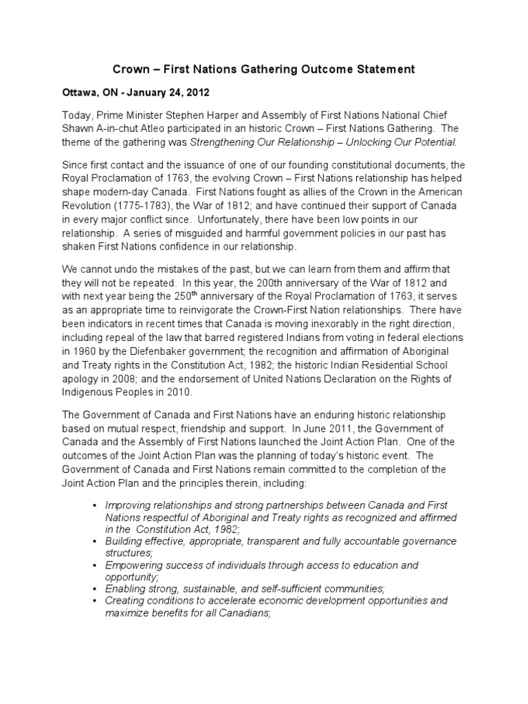 CFNG Joint Statement - ENG | PDF | First Nations | Canada