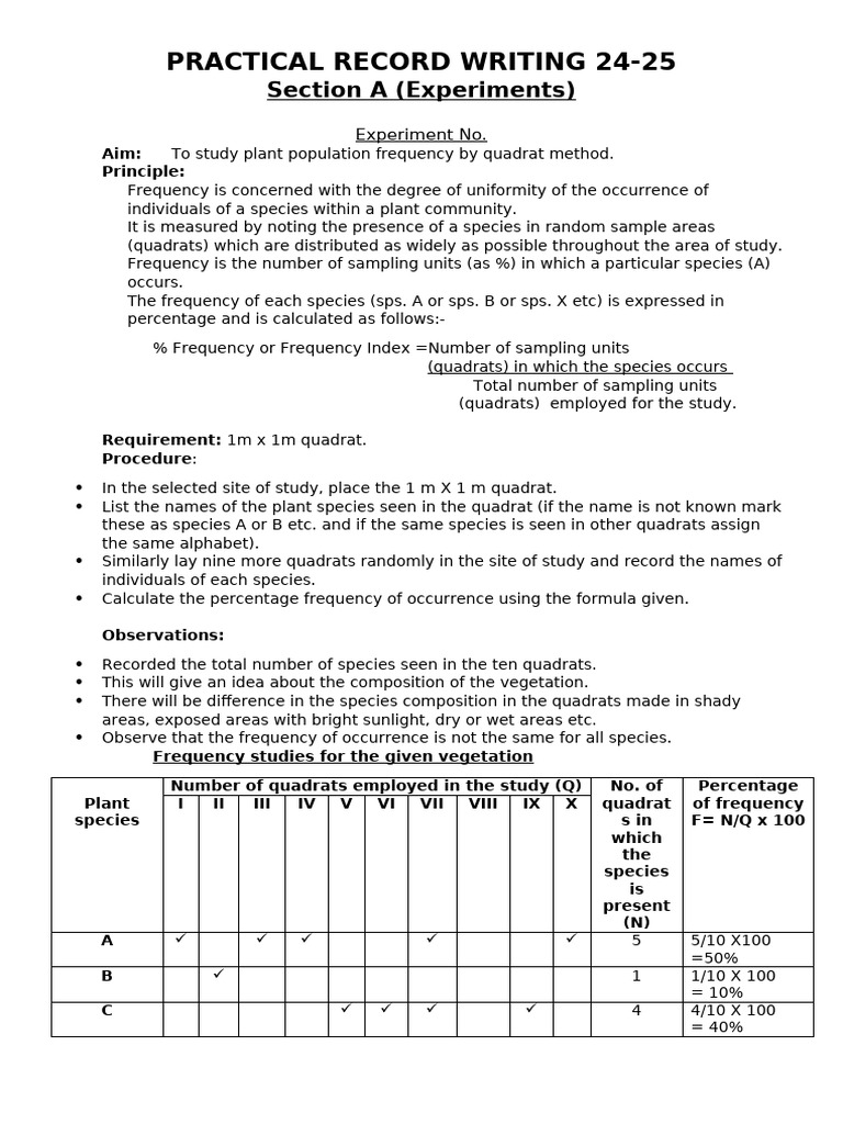 Plant Population Study Using Quadrat Method | PDF | Meiosis | Zygosity